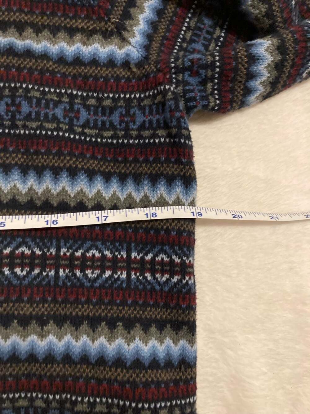 L.L. Bean Men's Nordic Fair Isle Crewneck Sweater Navy Blue Size‎ M - Picture 8 of 8